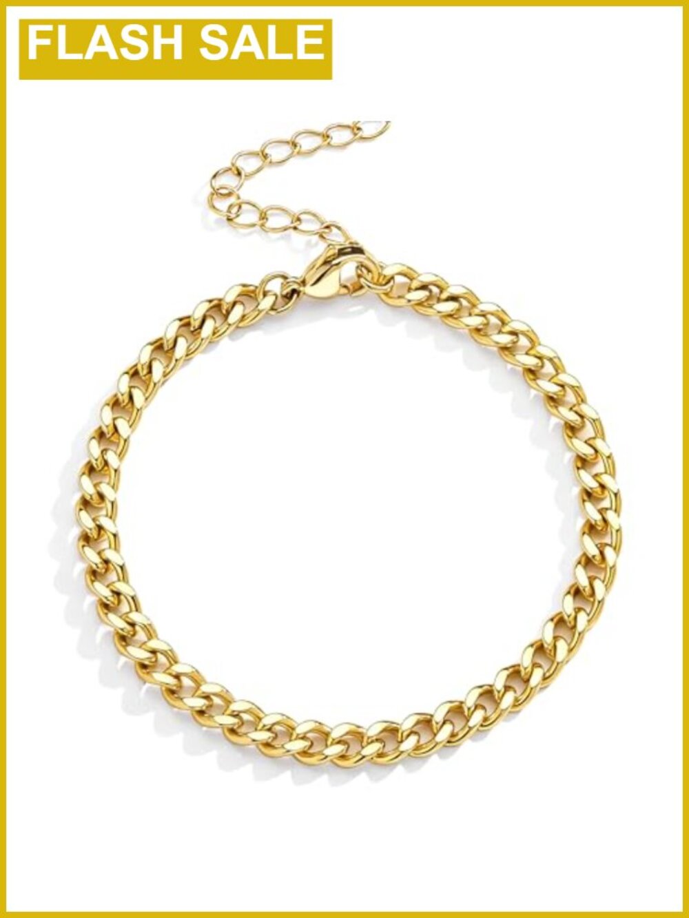14K Gold Plated Anklet Set Waterproof Adjustable Plus Size Cuban Link